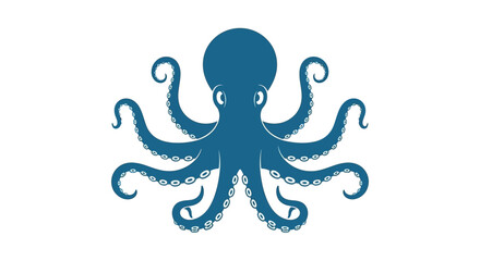 Stylized deep sea creature illustration of a vibrant blue octopus with swirling tentacles and