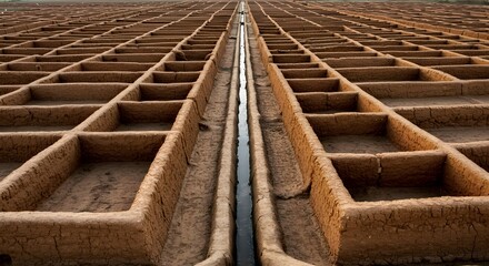 The traditional mud walls of an old irrigation system.