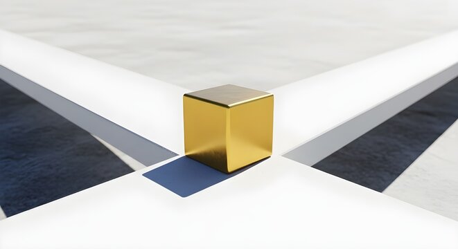 Golden Cube at Center of Balance - Powered by Adobe