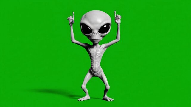 Dancing Alien on Green Screen 4k Stock Video