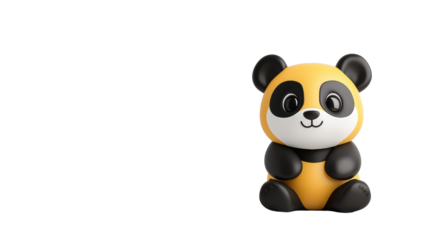 Cute Cartoon Panda with Yellow Suit on Transparent Background