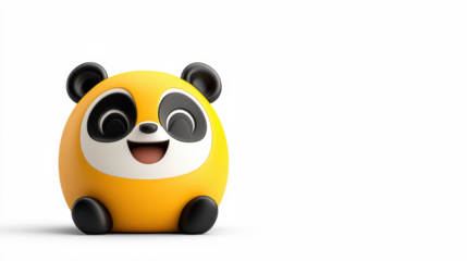 Happy Cartoon Panda on Transparent Background