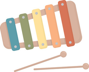 Illustration of a colorful xylophone for kids. Children’s musical instrument solated on white background