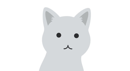 A minimalist grey cat illustration featuring a white background and geometric shape aesthetic