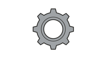 Isolated simple gray gear icon concept for technology industrial on white surface