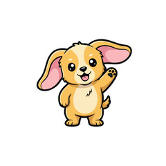 Fototapeta premium Cute cartoon dog waving hello, adorable animal illustration