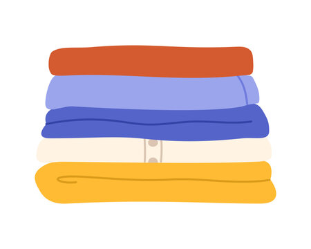 Stack of clean colorful clothes. Flat vector isolated illustration