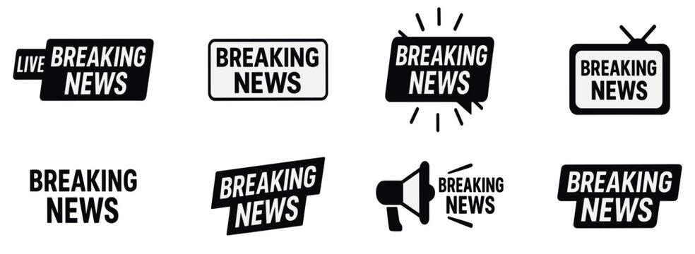 Breaking news logo icon. Breaking news banner, suitable for breaking news updates, media announcements and news templates for editors.