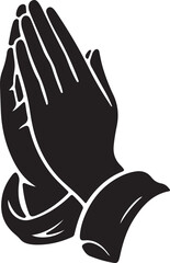 Praying Hands Silhouette Icon Minimalist Religious Symbol Vector Illustration