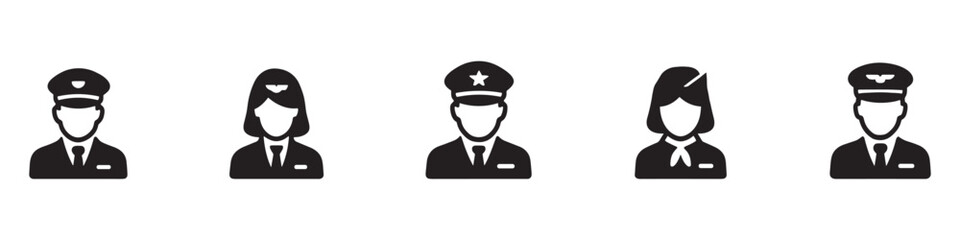 Pilot and stewardess icon. Aviation icon. Vector Illustration.