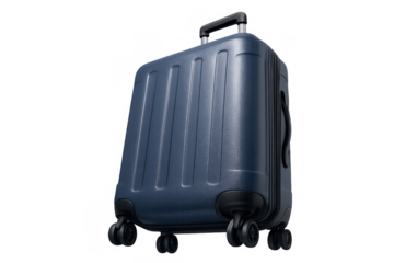Blue wheeled hard case luggage for international travel, holiday packing, and vacation journey planning