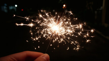 Celebrating with sparklers at night brings joy festive occasions and creating warm memories with friends