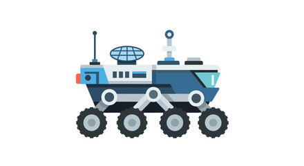 Detailed illustration of a futuristic rover vehicle for exploration purposes with visible wheels