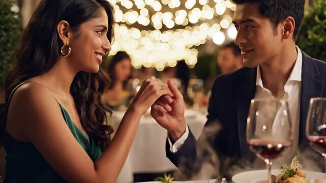 Romantic Dinner Proposal: Couple's Intimate Moment, Fine Dining, Love Story.