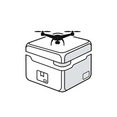Drone carrying a delivery box showing modern logistics.