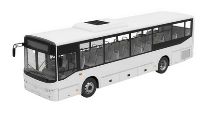 Modern white passenger bus 3d render isolated on transparent background