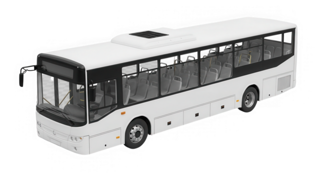 Modern white passenger bus 3d render isolated on transparent background - Powered by Adobe