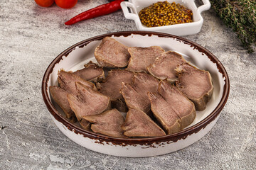Sliced boiled pork tongue snack
