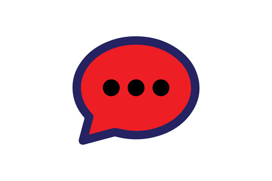 Red speech bubble with three dots, communication symbol icon graphic. illustration