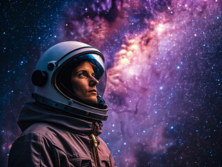 Vibrant Featuring Surreal Cosmic Portrait With Bold Starry and Galaxy