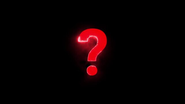 red question mark symbol on black background