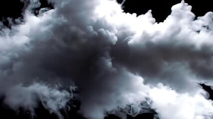 Dynamic white and dark smoke swirling and expanding against a pure black background creating an abstract and mysterious visual effect with fluid motion and contrasting tones. - Powered by Adobe