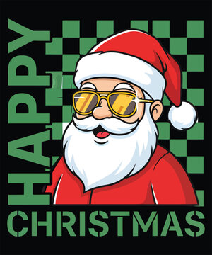 Cool santa claus with sunglasses and festive christmas background