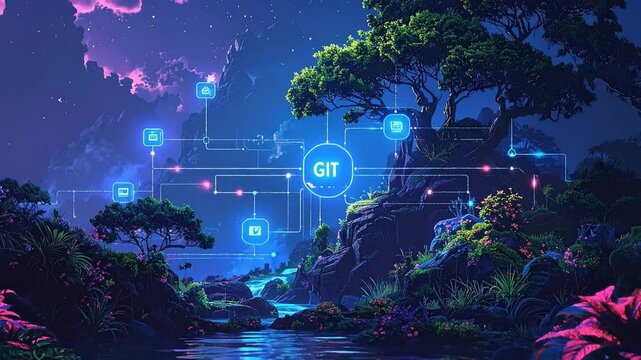 Aesthetic depiction of GIT technology integrated into a serene, natural environment
