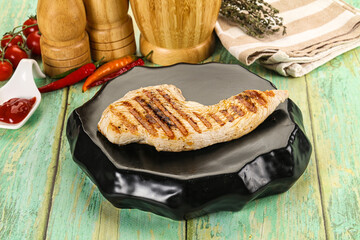 Grilled Turkey fillet breast served sauce