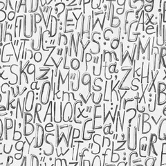 Vintage letter pattern. Cute seamless pattern. Hand drawn illustration.