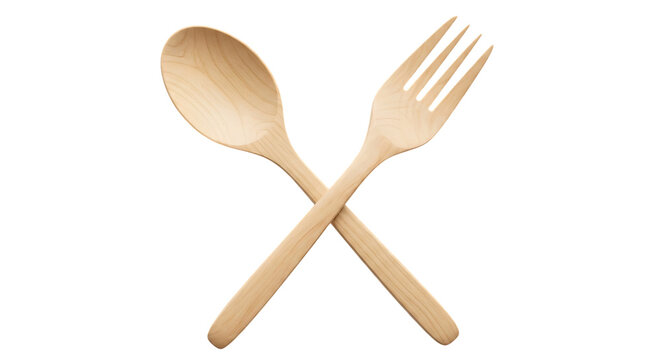 Wooden spoon and fork crossed