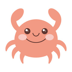 Baby Crab Icon with Smiling Face in Pastel Colors