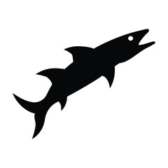 Barracuda Jumping Out of Water Silhouette Vector
