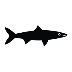 Barramundi Chasing School of Fish Silhouette Vector