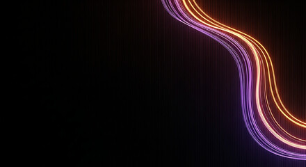 Vibrant Neon Light Trails on Black Background