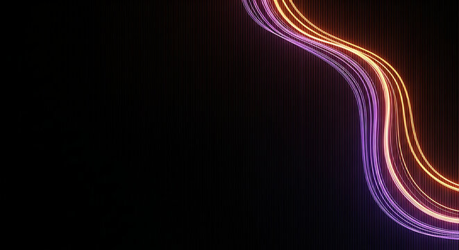 Vibrant Neon Light Trails on Black Background