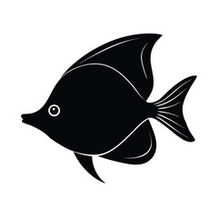 Butterflyfish Turning Around Silhouette Vector