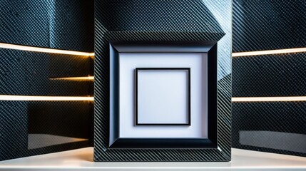 A black and white photo of a square frame with a white background