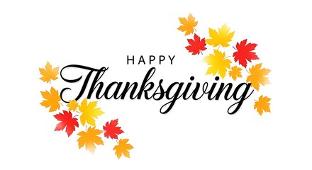 Happy thanksgiving text with autumn leaves