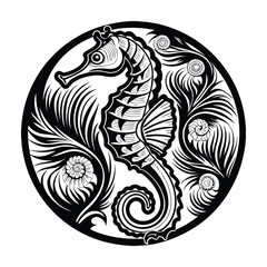 Continuous Line Seahorse Elegant One Stroke Art