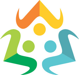 people teamwork diversity vecor logo on logo for company