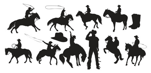 collection of cowboy silhouettes 