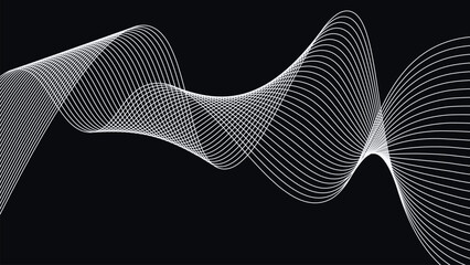 Abstract flowing geometric wave lines forming elegant motion on dark background Modern minimalist energy design art pattern