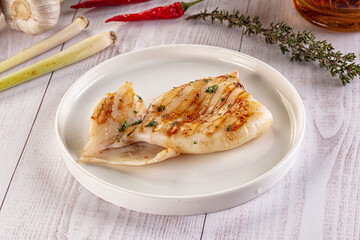 Fresh grilled calamari with herbs