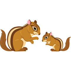 Two Cartoon Chipmunks On Transparent Background One Larger Chipmunk Appears To Be Talking To A Smaller Chipmunk With Brown Fur And Striped Backs
