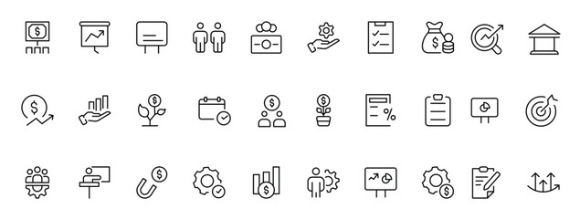  Public utilities linear signed icon collection. Signed thin line icons collection. Set of public utilities simple outline icons.