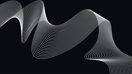 Abstract wave line mesh creating elegant curved motion pattern with depth and flow illusion on dark minimalist background Modern geometric art design