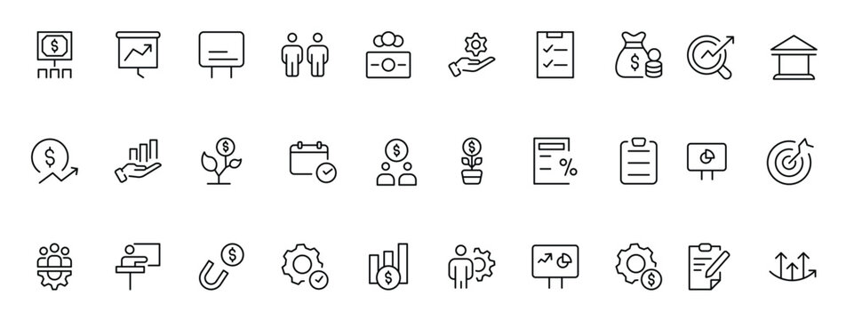  Public utilities linear signed icon collection. Signed thin line icons collection. Set of public utilities simple outline icons.