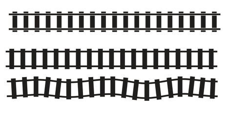 railroad train track railway contour silhouette vector