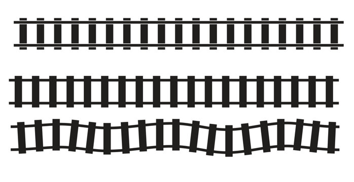 railroad train track railway contour silhouette vector